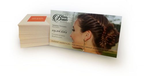 Bloom Braids perfect business cards designed and printed by ReachMiami
